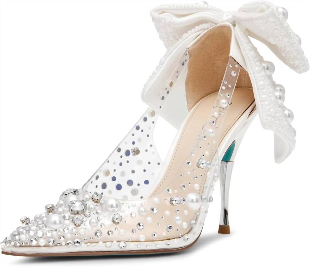 NEW BETSEY JOHNSON women's esmy pearl clear pumps in pearl multi - Picture 6 of 6